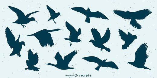 Fliegende Vogel-Silhouette-Set