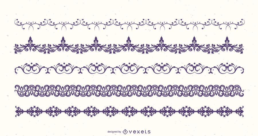 Paquete de silueta de borde floral Paquete de silueta de borde floral