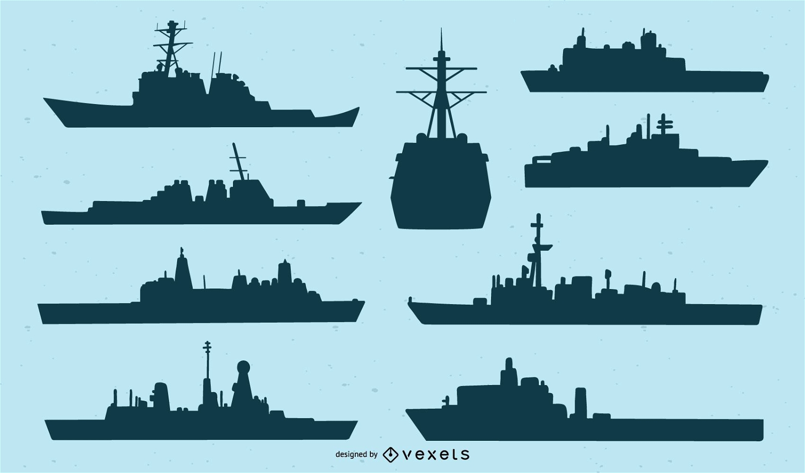 Conjunto de silhueta de navio da Marinha