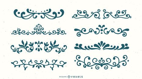 Conjunto de silhueta de ornamento redemoinho