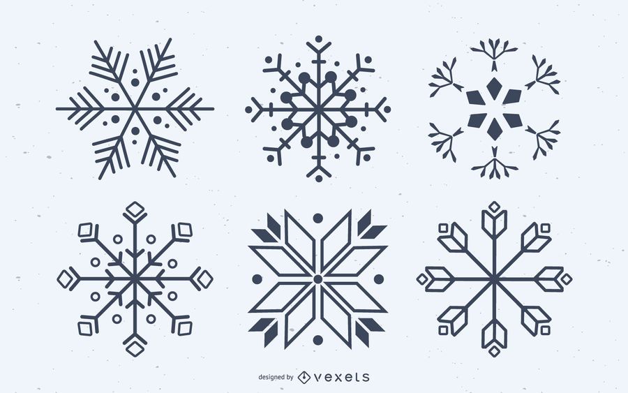 Conjunto de vetores de silhuetas de floco de neve Conjunto de vetores de silhuetas de floco de neve