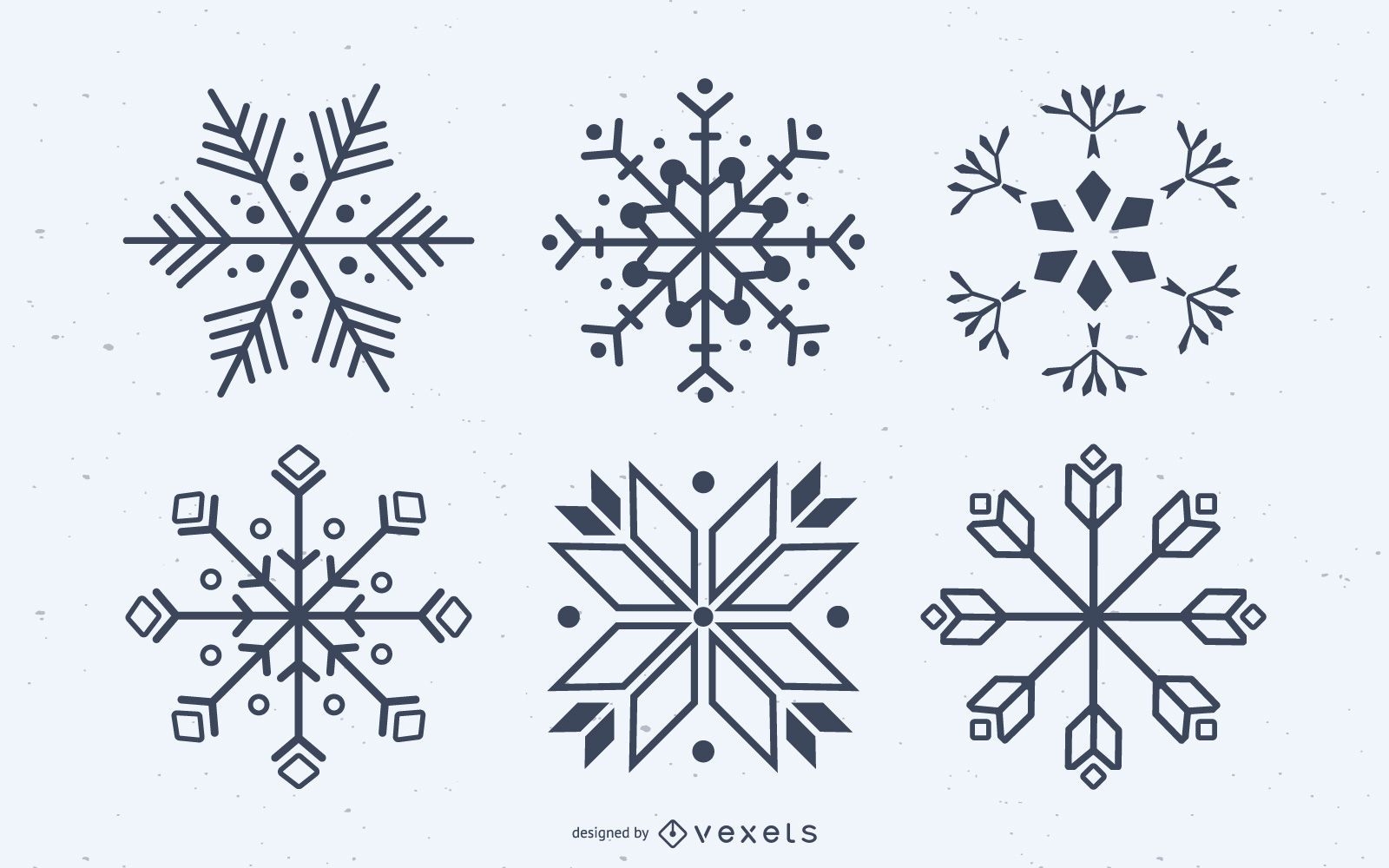 Conjunto de vectores de siluetas de copo de nieve