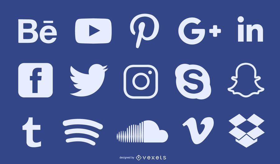 Social media silhouette icon set Social media silhouette icon set