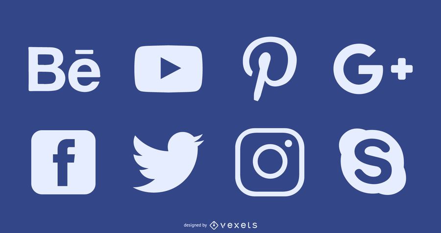 Social media silhouette icon set Social media silhouette icon set