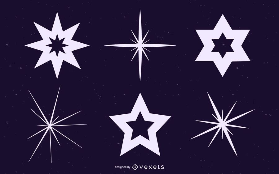 Conjunto de siluetas de estrellas y destellos Conjunto de siluetas de estrellas y destellos