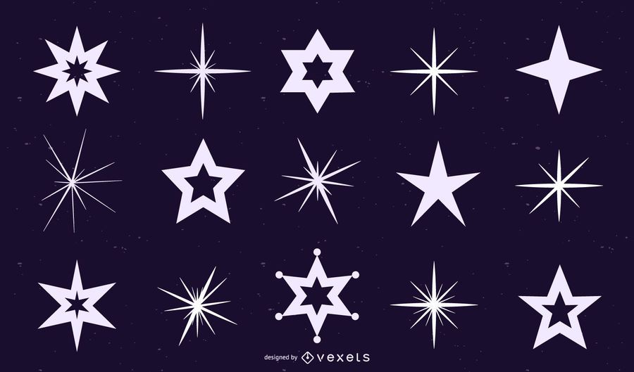 Star and sparkle silhouettes set Star and sparkle silhouettes set