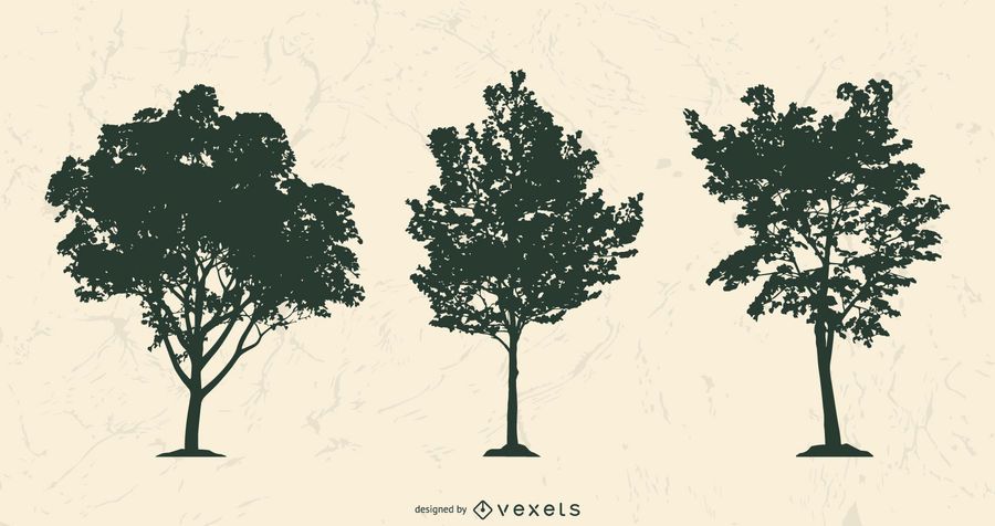 Realistic tree silhouettes set Realistic tree silhouettes set