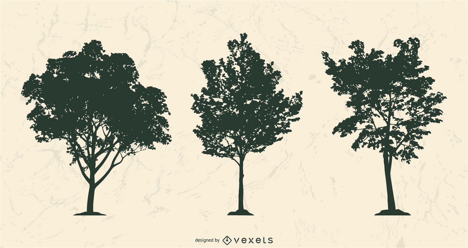 Realistic tree silhouettes set