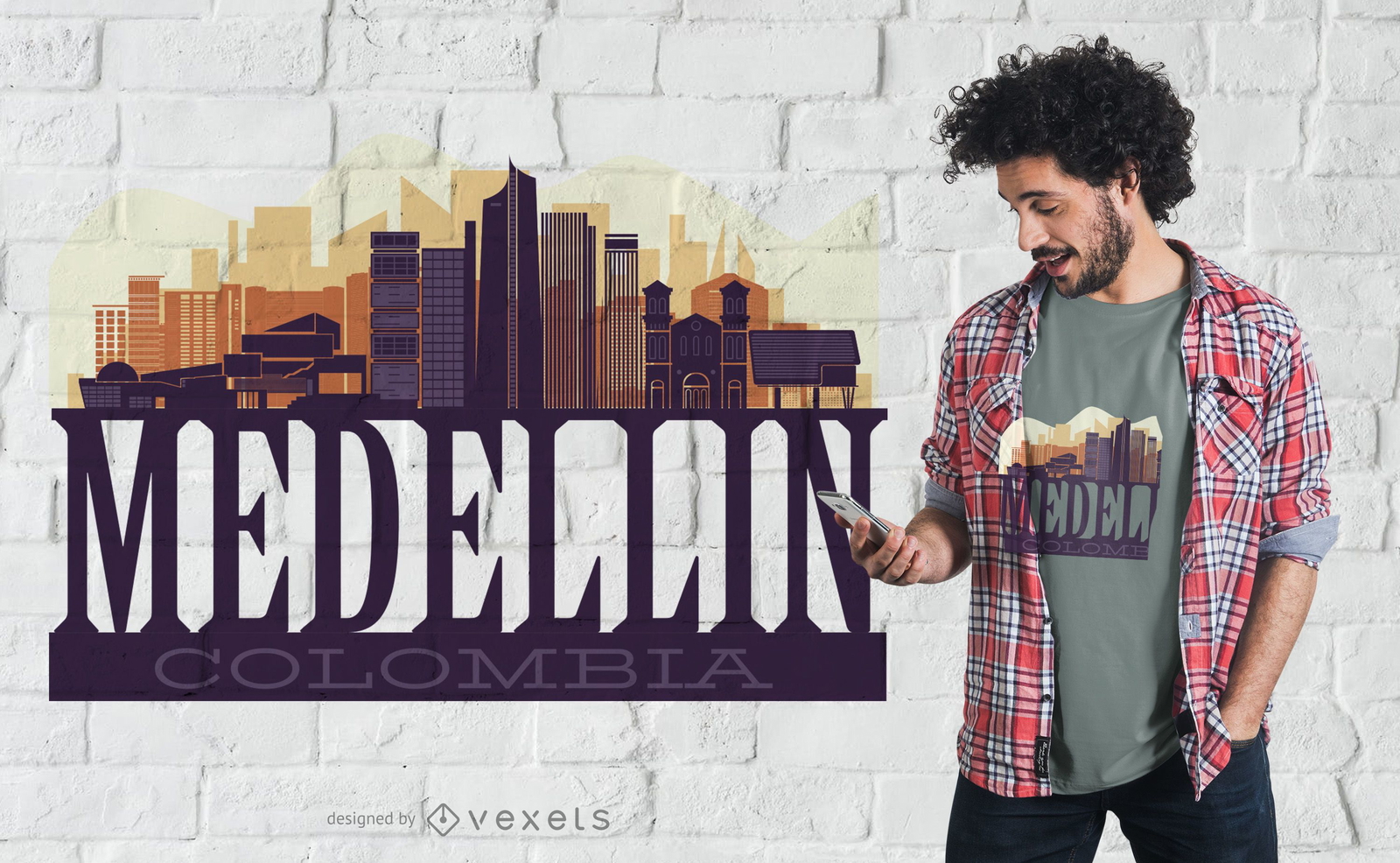 Medellin colombia skyline t-shirt design