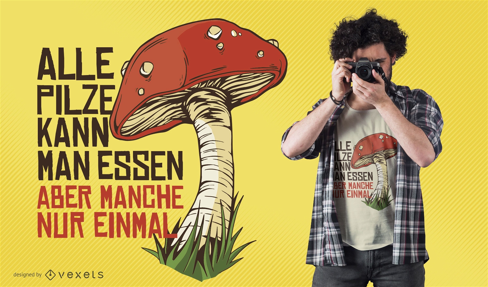 Design de camiseta com citação alemã de cogumelo mágico