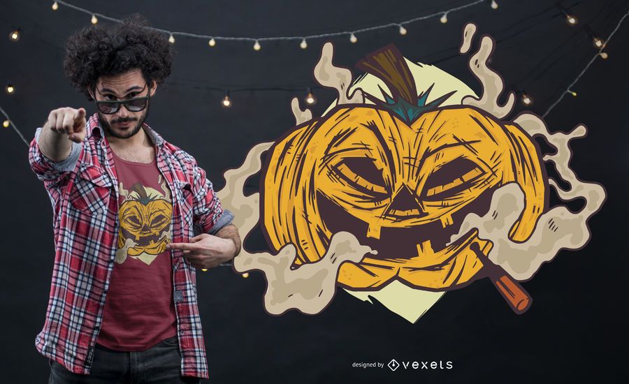 Smoking Pumplkin T-shirt Design Smoking Pumplkin T-shirt Design