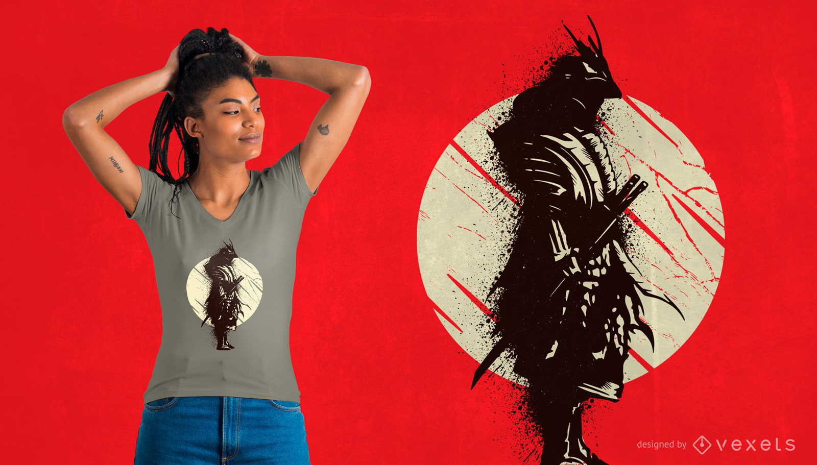 Design de t-shirt Samurai splash