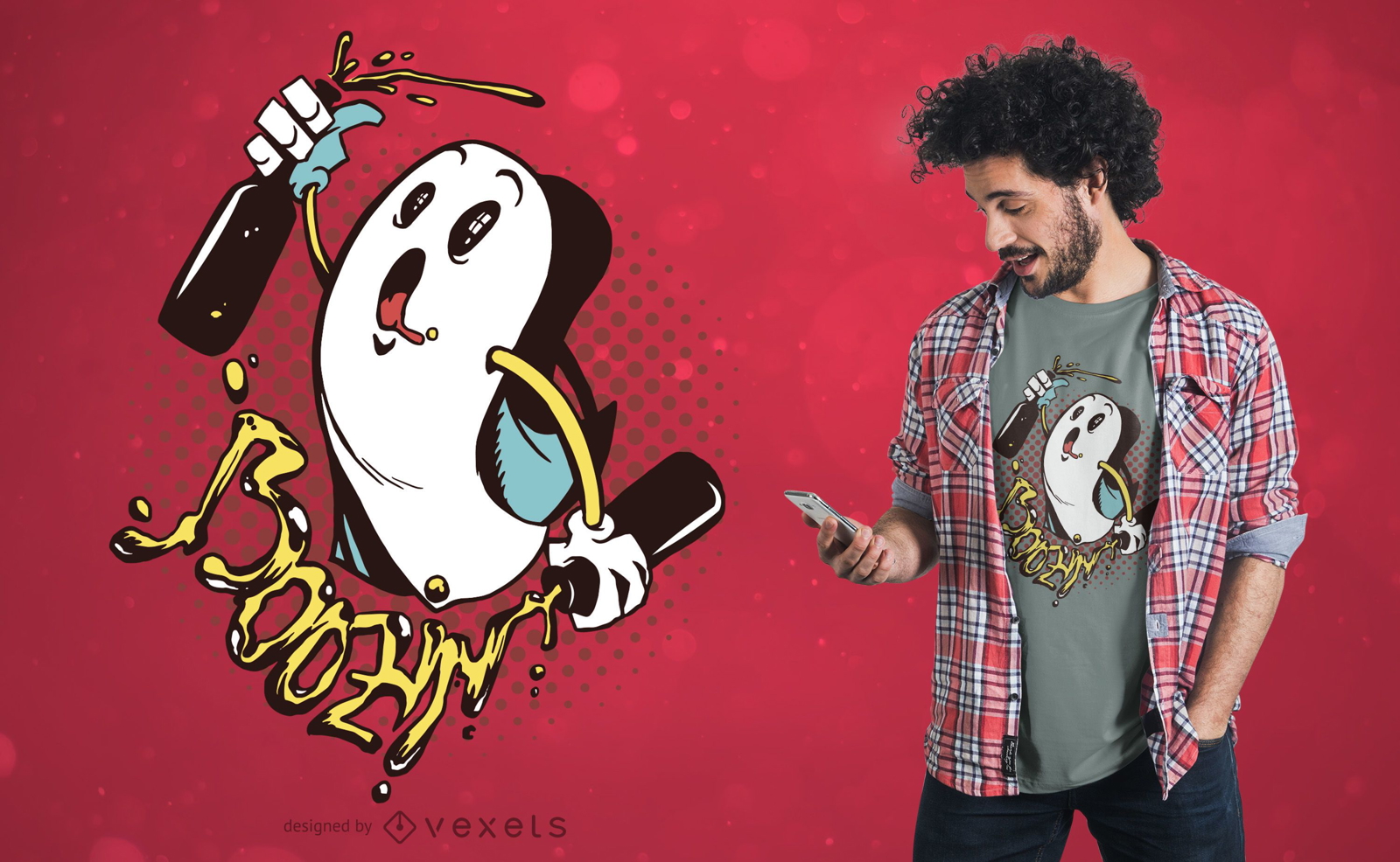 Design de t-shirt fantasma Boozin