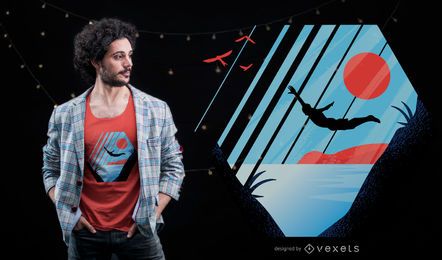 Cliff diving t-shirt design Cliff diving t-shirt design