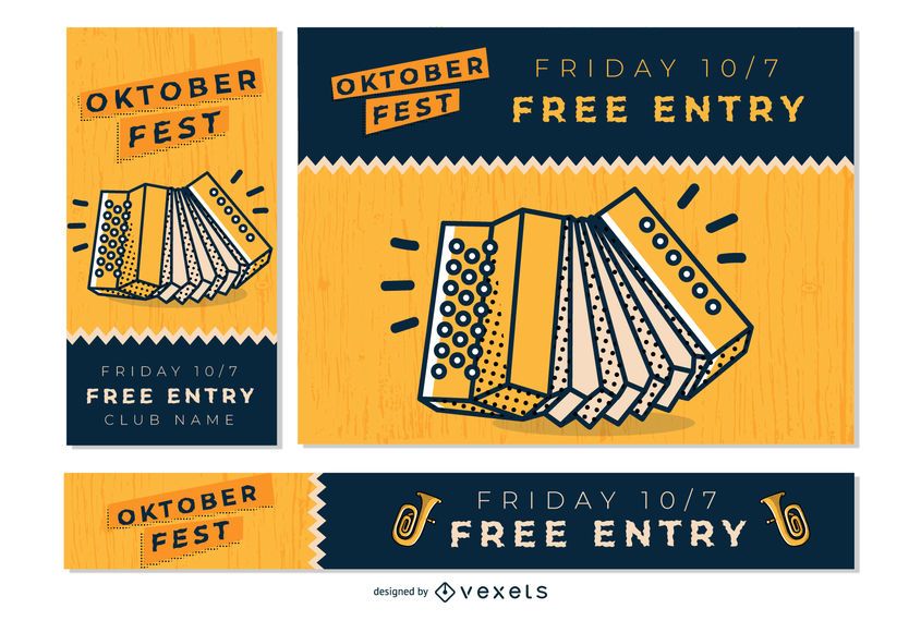 Oktoberfest music banner set Oktoberfest music banner set