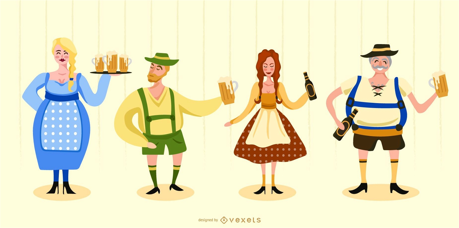 Oktoberfest traditional characters set 