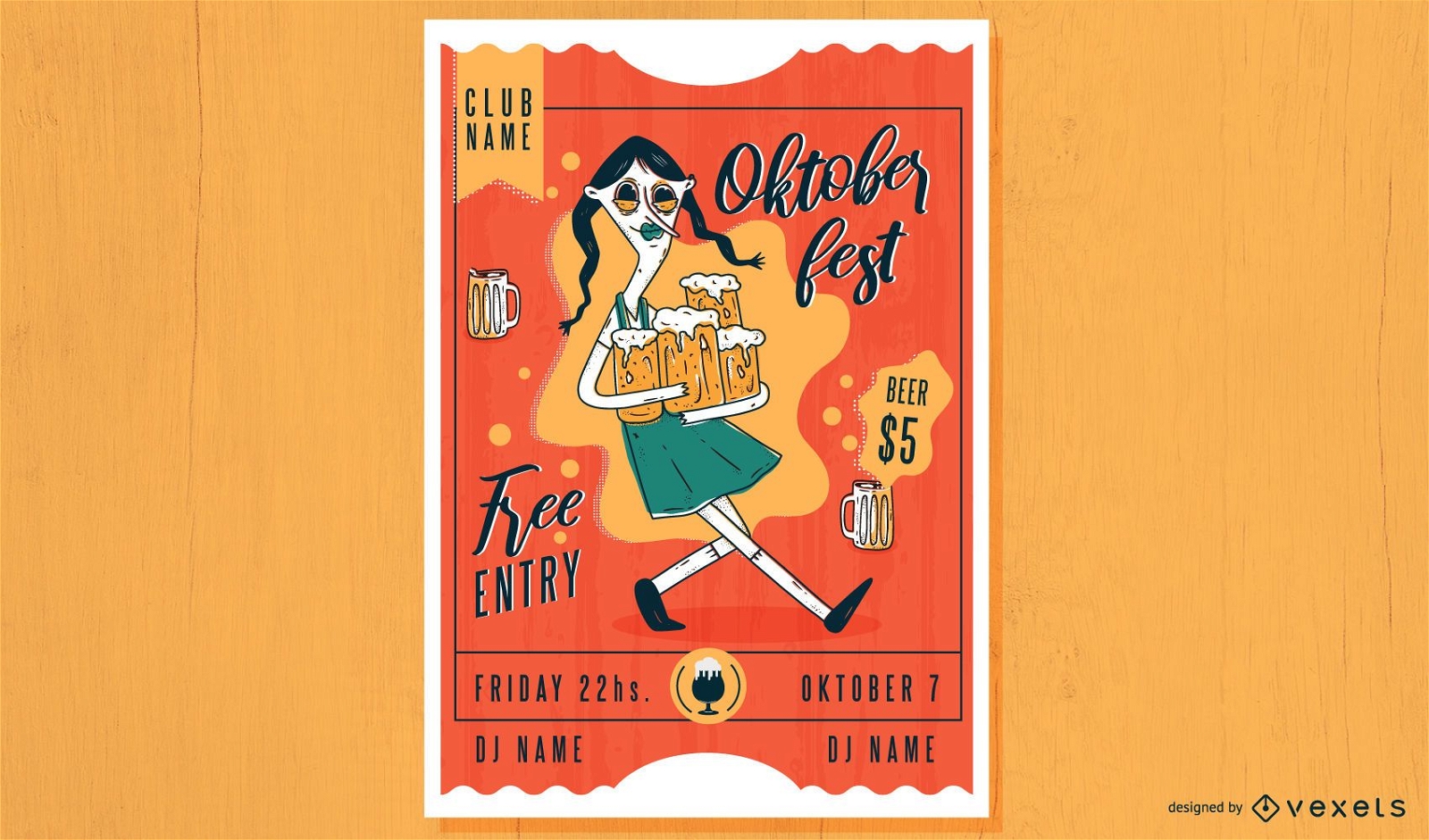 Oktoberfest woman party poster design