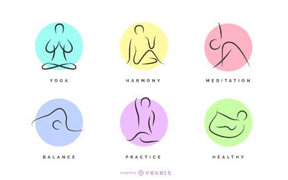 Conjunto de logotipo de poses de ioga Conjunto de logotipo de poses de ioga