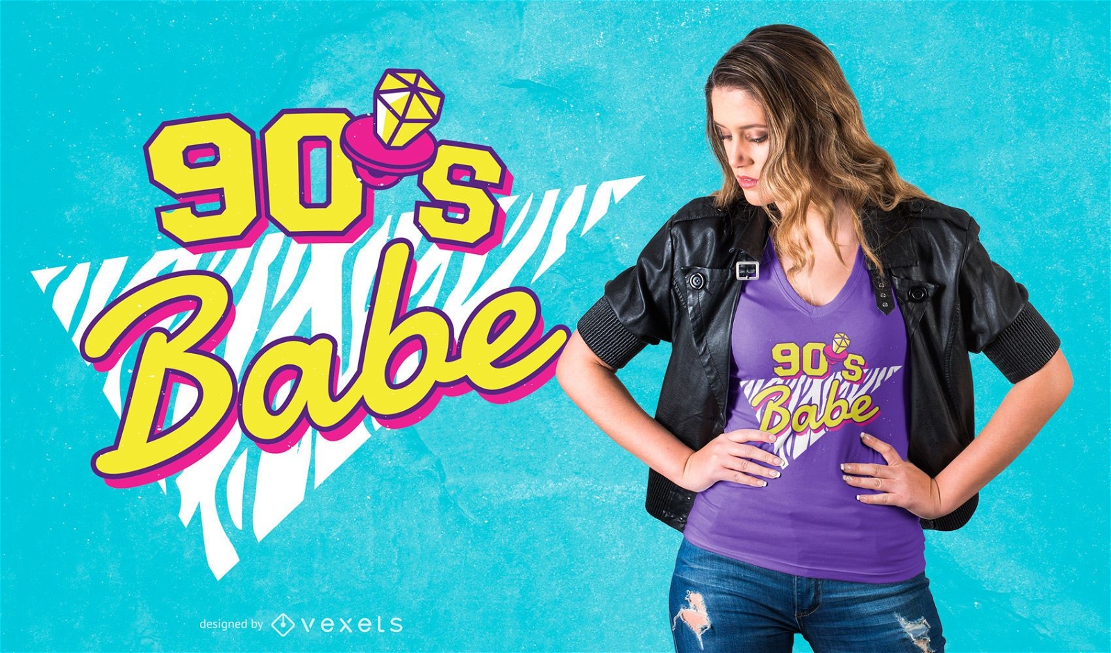 90er Jahre Babe T-Shirt Design