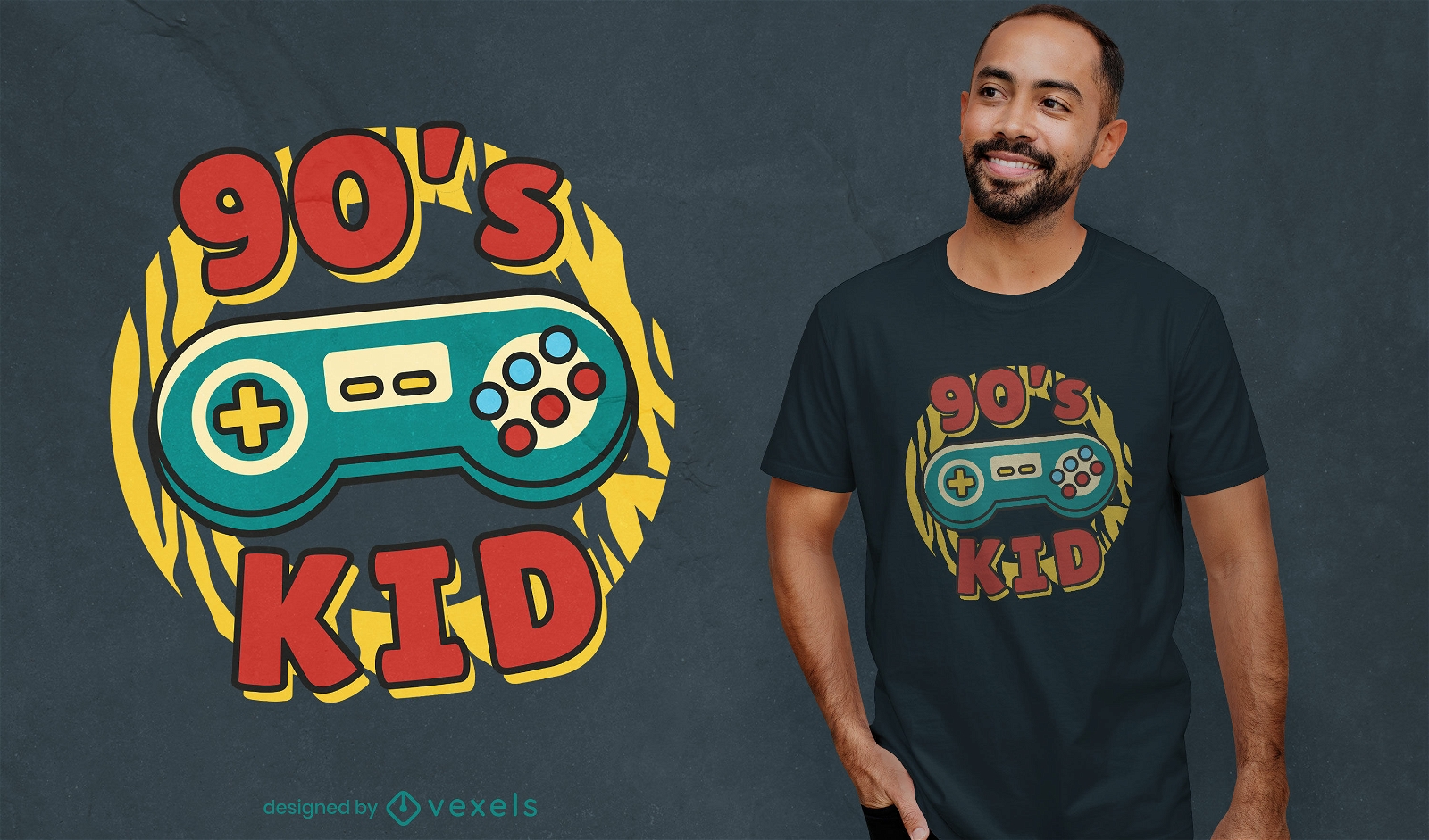 90's gaming kid t-shirt design 