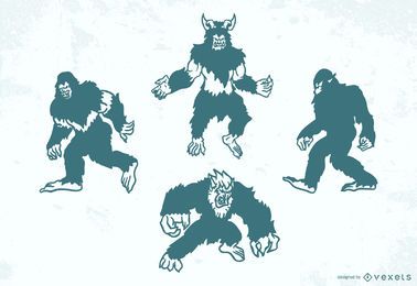Folklore creatures silhouette set Folklore creatures silhouette set