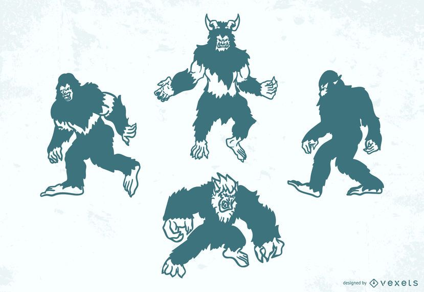 Folklore creatures silhouette set Folklore creatures silhouette set