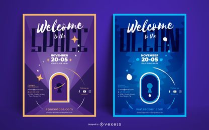 Space ocean poster set