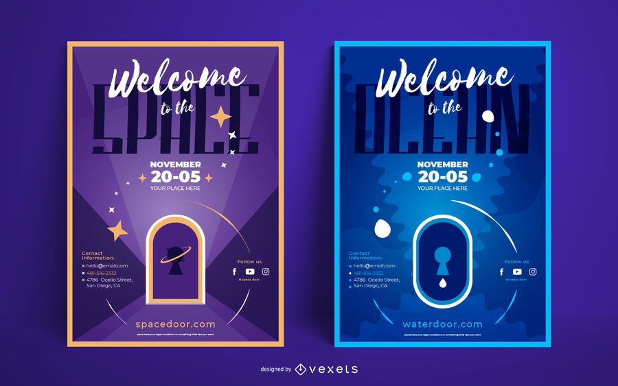 Space ocean poster set Space ocean poster set