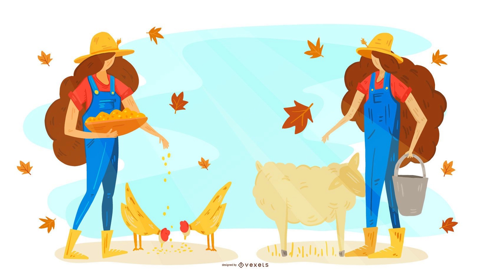 Farmer Tiere Illustration Design