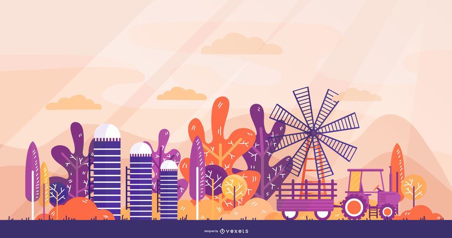 Farm skyline illustration design Farm skyline illustration design