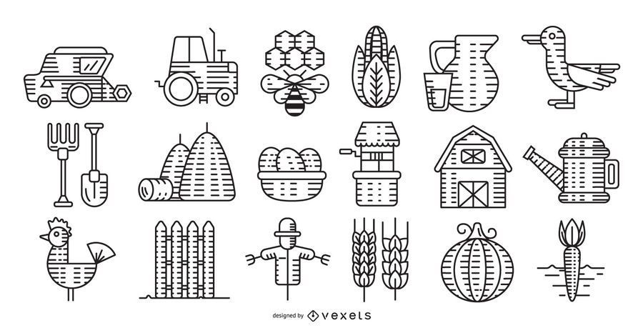 Farm elements stroke collection Farm elements stroke collection