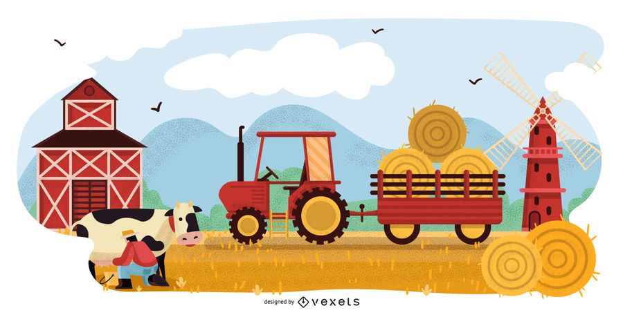 Farm landscape illustration design Farm landscape illustration design