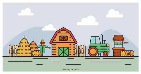Diseño plano Diseño de escena de granja Diseño plano Diseño de escena de granja