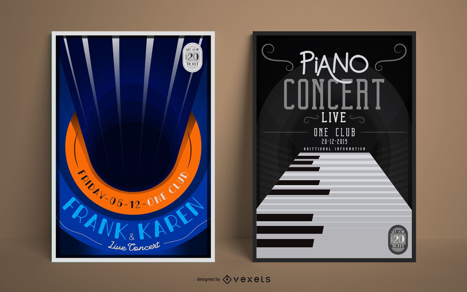 Music concert poster set