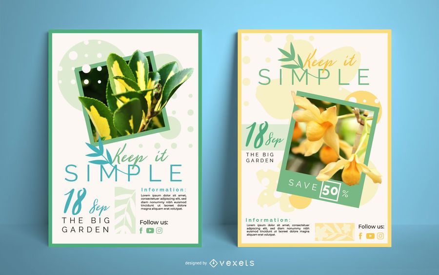 Conjunto de plantillas de póster de flores Conjunto de plantillas de póster de flores