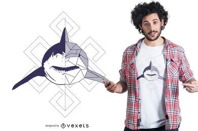 Tubarão com design abstrato de camiseta
