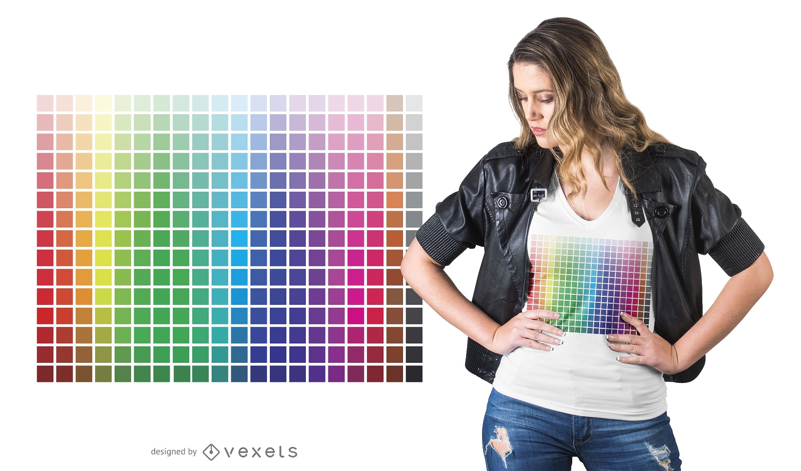 Diseño de camiseta de cuadrícula de color