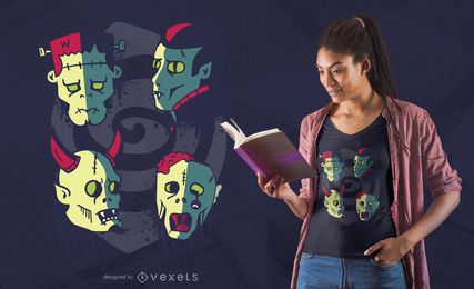Monster stellt T-Shirt Entwurf gegenüber Monster stellt T-Shirt Entwurf gegenüber