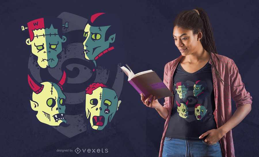Diseño de camiseta monstruo enfrenta Diseño de camiseta monstruo enfrenta