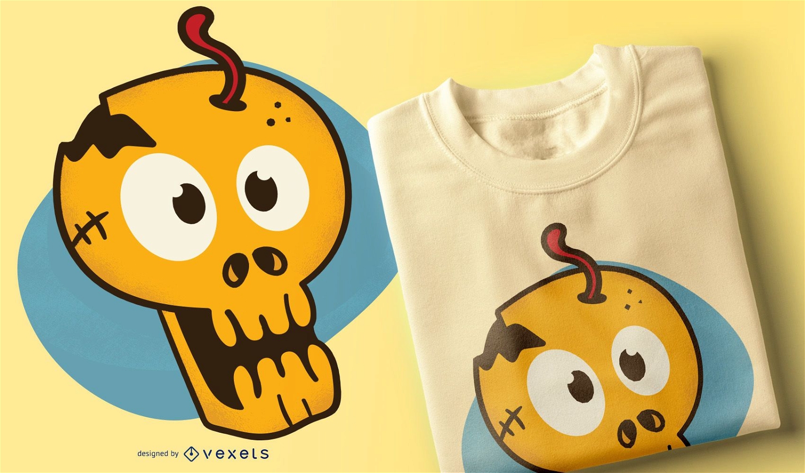 Cartoon skull t-shirt design