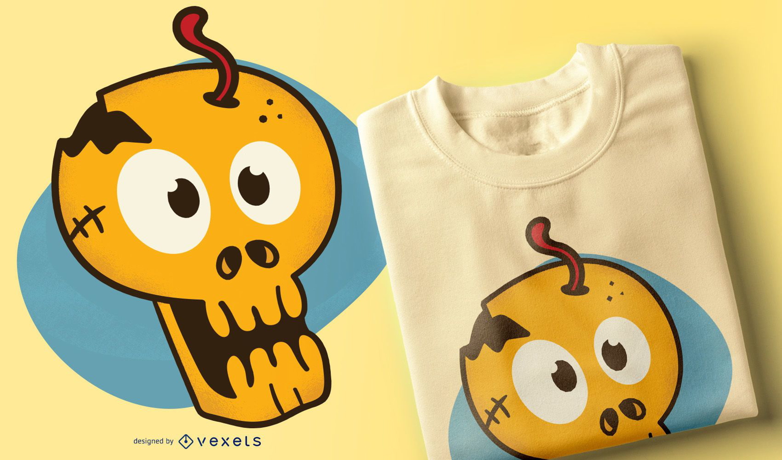 Dise?o de camiseta de calavera de dibujos animados