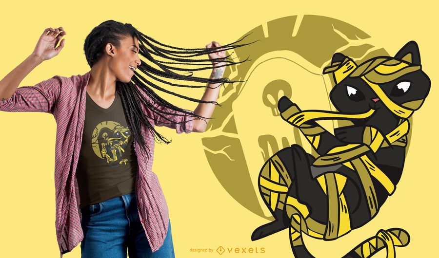 Diseño lindo de camiseta de gato momia Diseño lindo de camiseta de gato momia