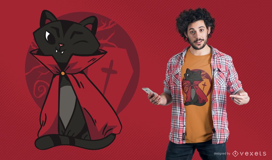Vampire cat t-shirt design Vampire cat t-shirt design