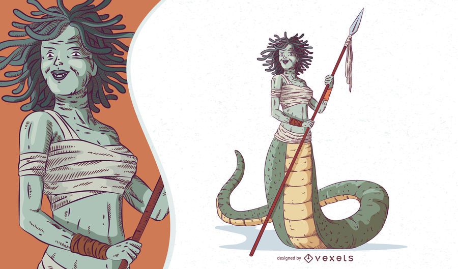 Mythical Creature Gorgon Illustration Mythical Creature Gorgon Illustration