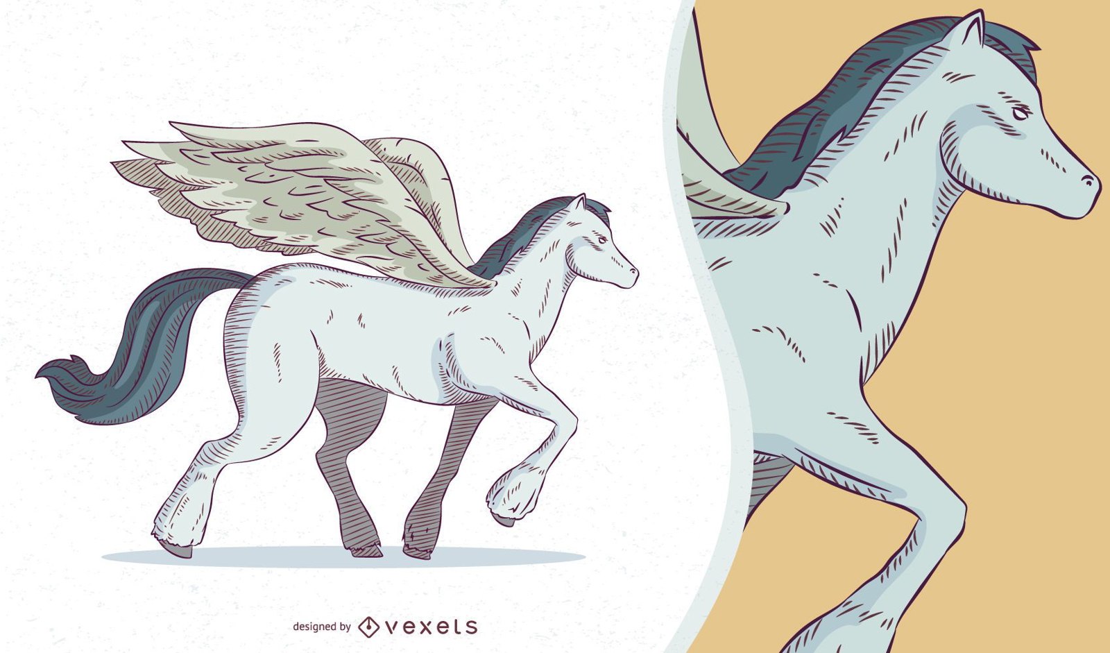 Ilustração da criatura mítica de Pegasus