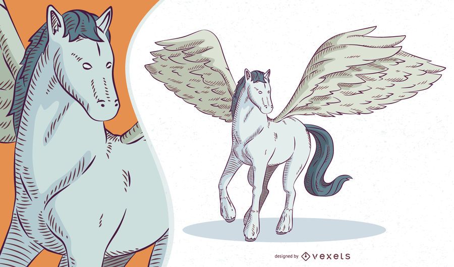 Ilustración de Pegaso de criatura mítica Ilustración de Pegaso de criatura mítica