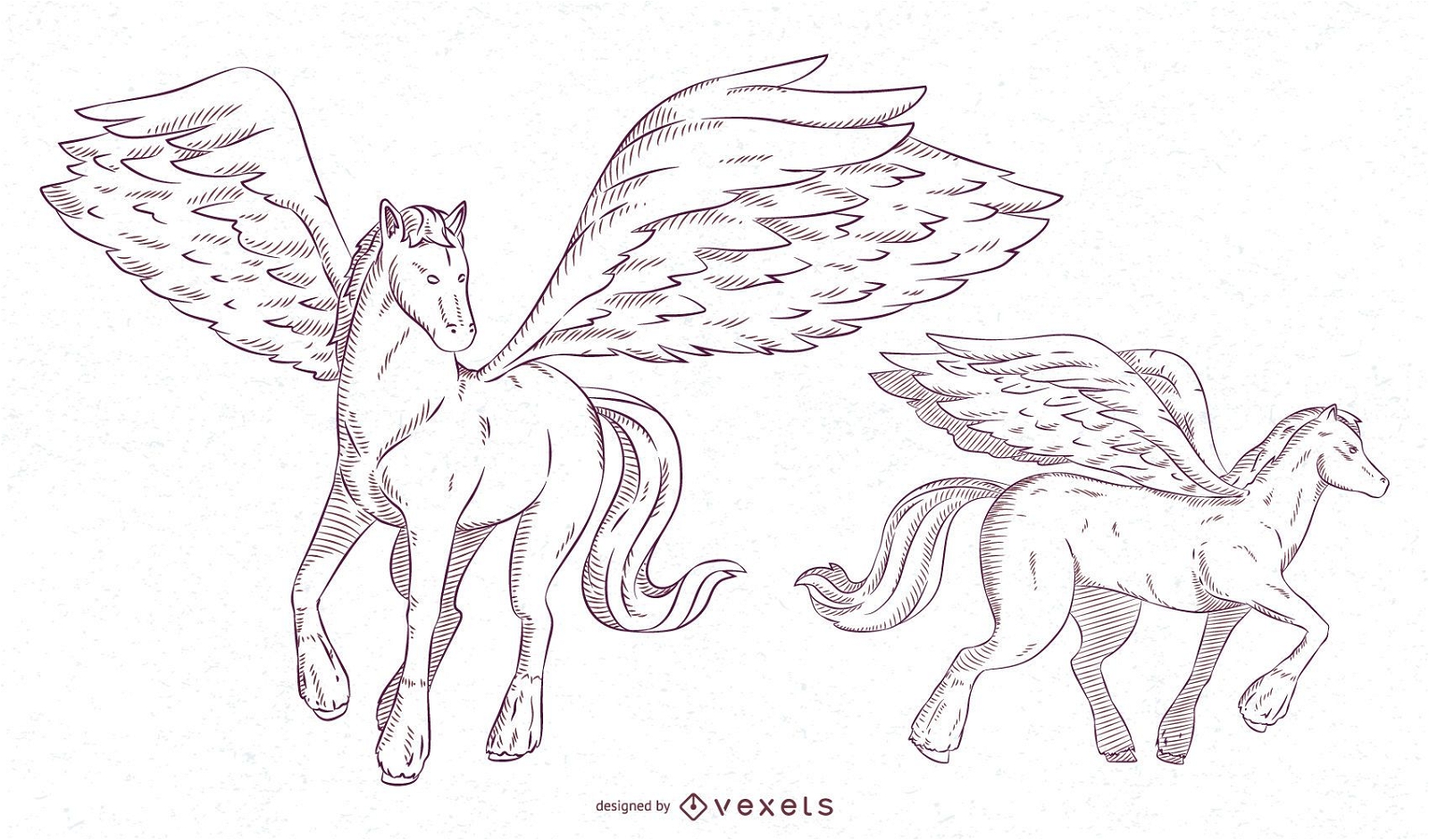 Conjunto de pinceladas de ilustração de Pegasus