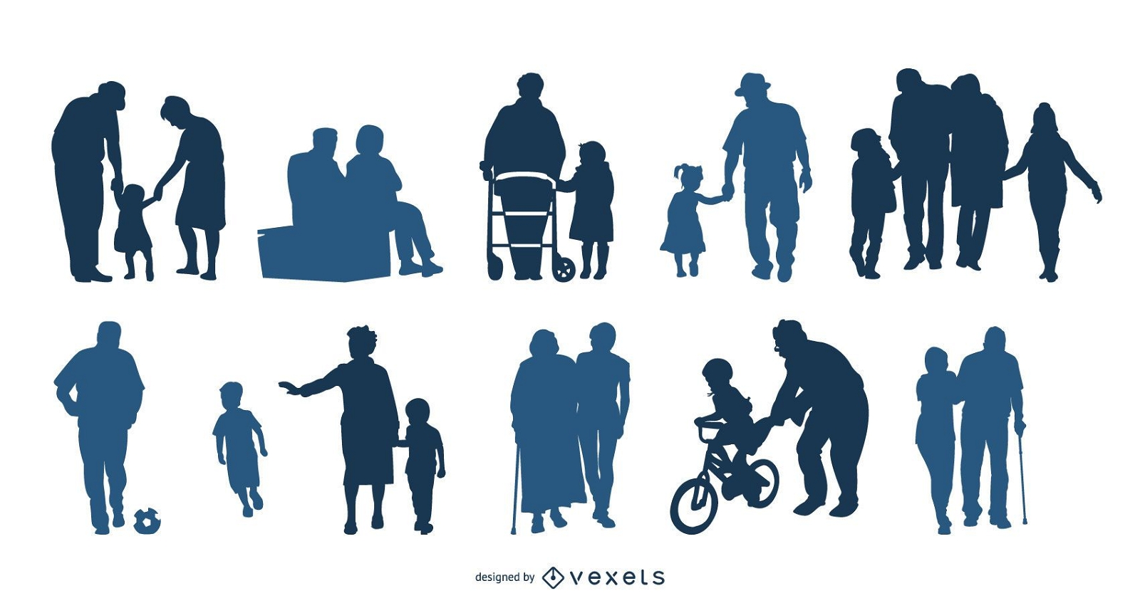 Grandparents Silhouette Vector Pack
