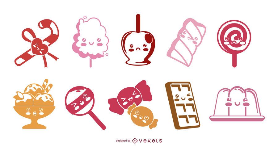 Kawaii Candy Silhouette Illustration Set Kawaii Candy Silhouette Illustration Set