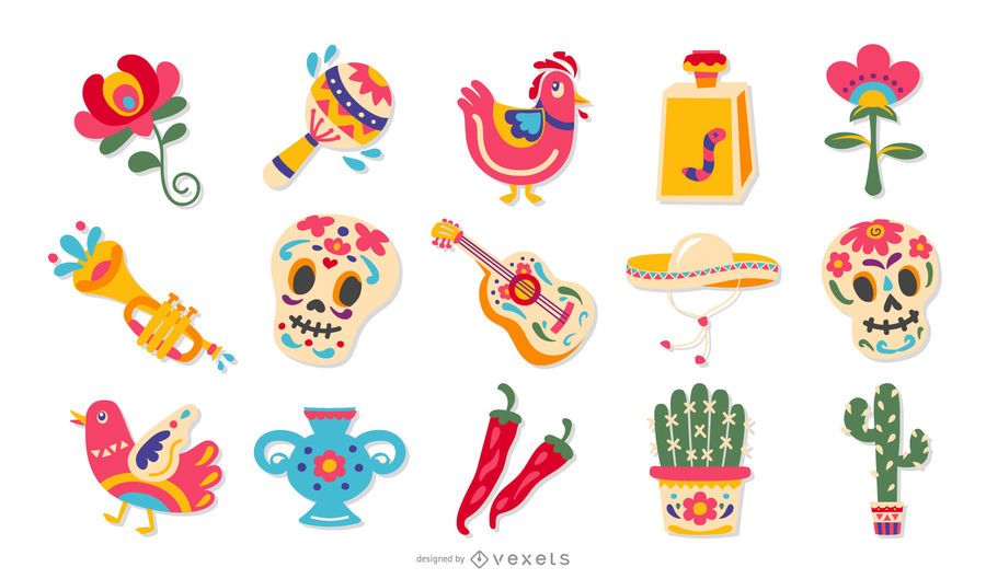 Mexican Flat Elements Design Set Mexican Flat Elements Design Set
